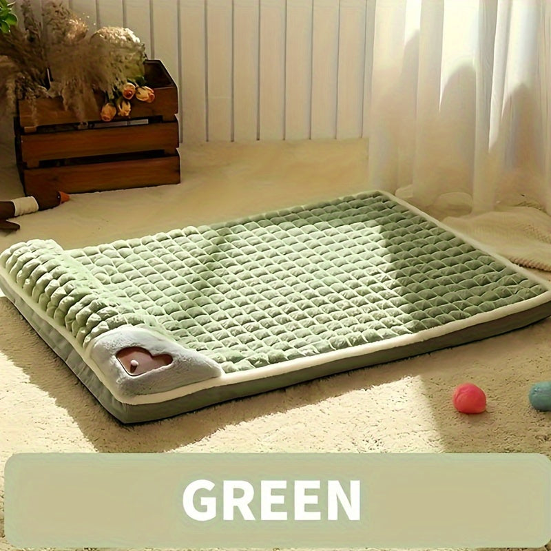TEMU 1pc Dog Mat, Universal Kennel, Sleeping Nest With Winter Removable And Washable Floor Mat, Dog Sleeping Mat, Pet Soft Spine Protection, Dog Bed