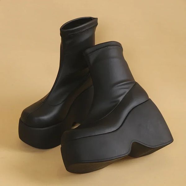 Estilo gótico Sexy elegante plataforma robusta Mulheres Botas de tornozelo Big Size 43 Walking Walking Comfy Woman Shoes Sapatos 241226