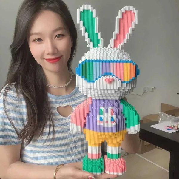 Blocks Candy Rabbit Colorful and Cute Rabbits Building Blocks Adult High Difficulty Assembly Puzzle Boys and Girls Toy Birthday Gift S241220