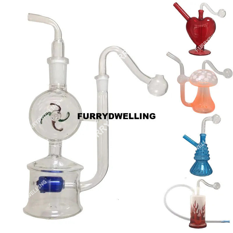20 Style Windmill Glass Dwe74 Oil Burner Bubbler Water Pipes Hookah Bong Bubble Smart Recycle Filter 10Mm 14Mm Joints