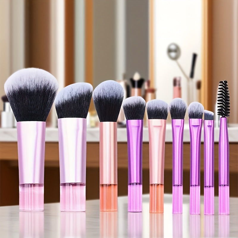 TEMU 10pcs Professional Mini Makeup Brushes Set High Quality Handle Blush Foundation Loose Powder Eyeshadow Brush Beauty Tools, Christmas Halloween