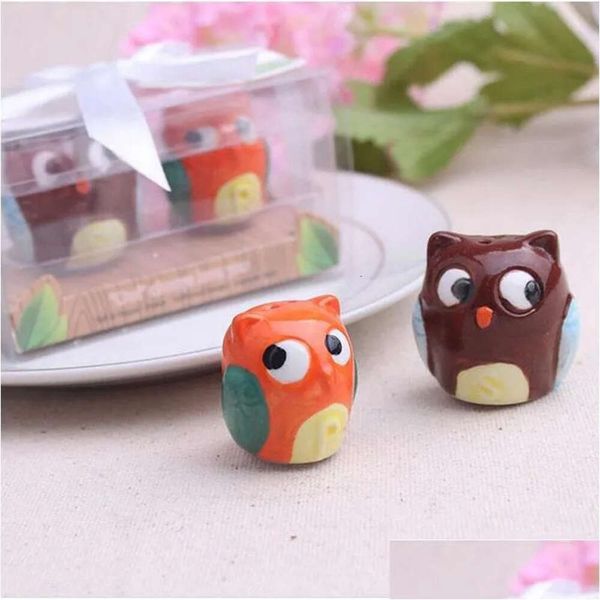 Favor Cute Owl Party Ceramic Always Love You Salt and Pepper Christmas Gifts Baptism Birthday Souvenirs for Guest Za1249 Drop Delive Dhier