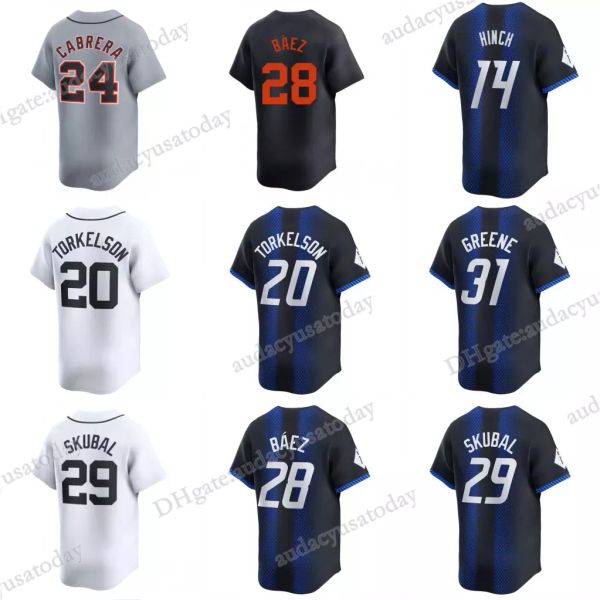 Motor City 24 Miguel Cabrera Baseball Jersey 29 Tarik Skubal 28 Javier Baez Tigers Kirk Gibson Riley Greene Spencer Torkelson 33 Keith Detro