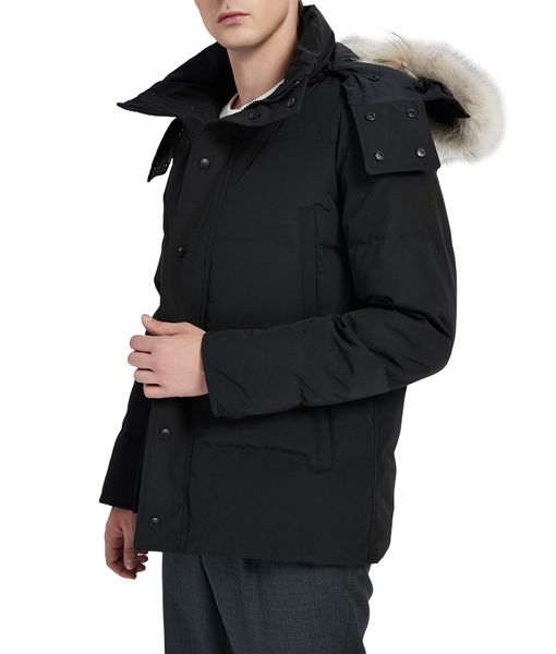 Winter mens coat outdoor leisure sports down jacket goose white duck windproof parker long leather collar cap warm real wolf fur stylish cla