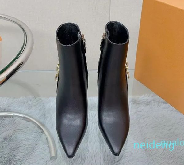 Bot de metal dourado Lady Lady Fashion Shoes de salto alto