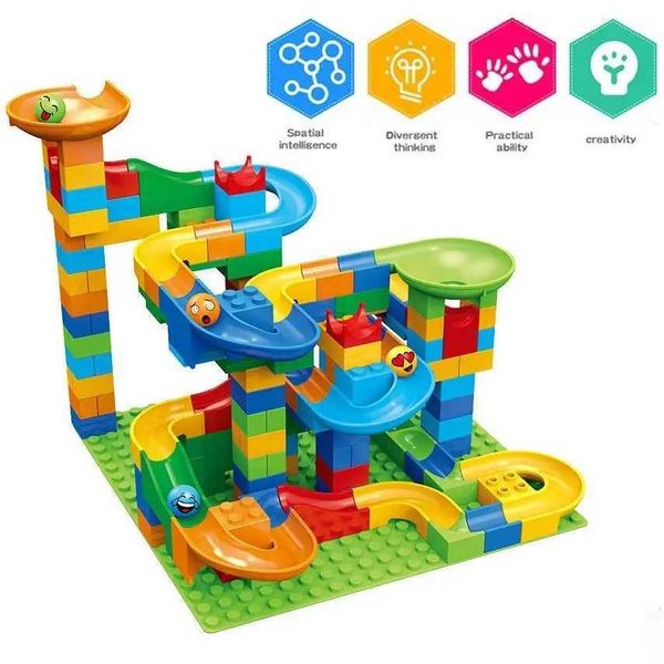 Childrens Puzzle Marble Race Run Blocks Maze Toys DIY On Building Blocks Funnel Toys Parent-Child Interaction Blocks Toys W250115