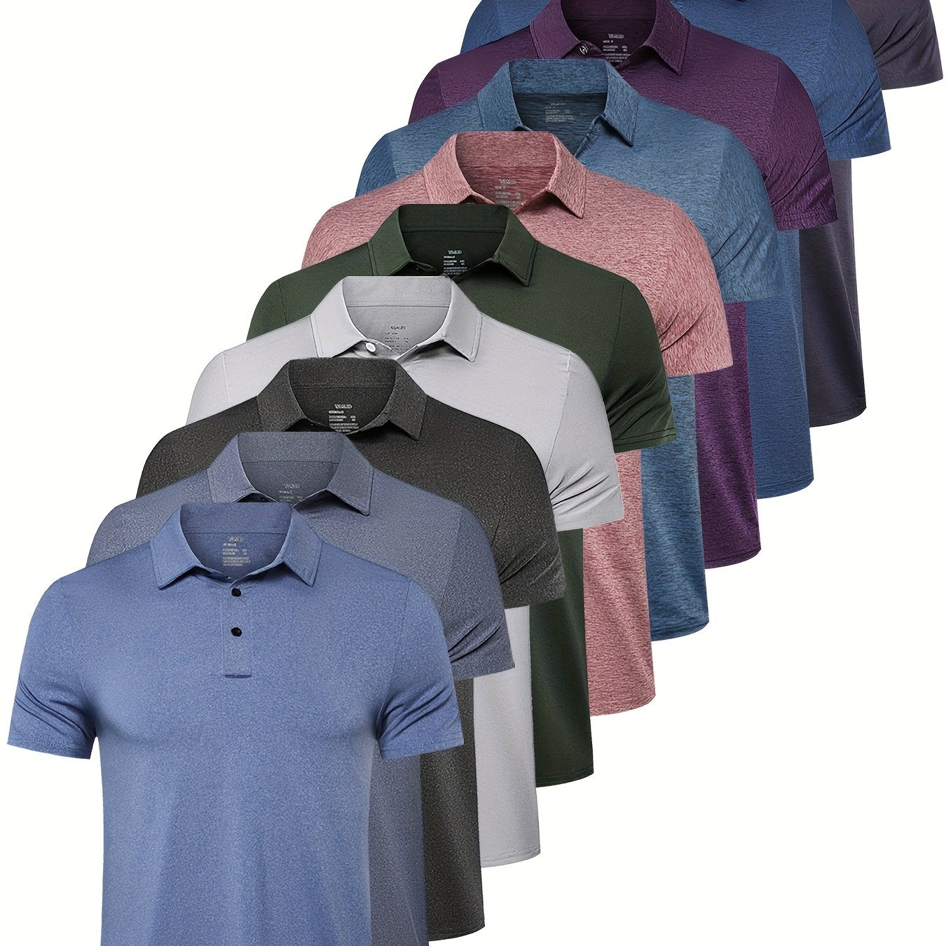 TEMU Hoplynn 10 Pack Mens Shirts Quick Dry Short Sleeve Golf T Shirt Performance Moisture Wicking Casual Workout
