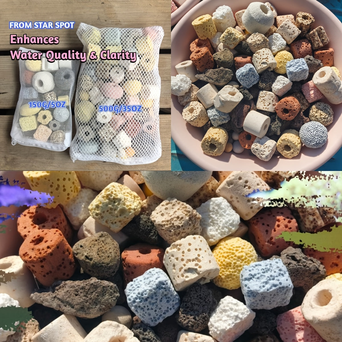 TEMU 20 High-quality Types, Ceramic Material, Enhances Water Quality & Clarity, Ideal For Fish Tanks, No Electricity Needed, Aquarium Filter, Ceramic