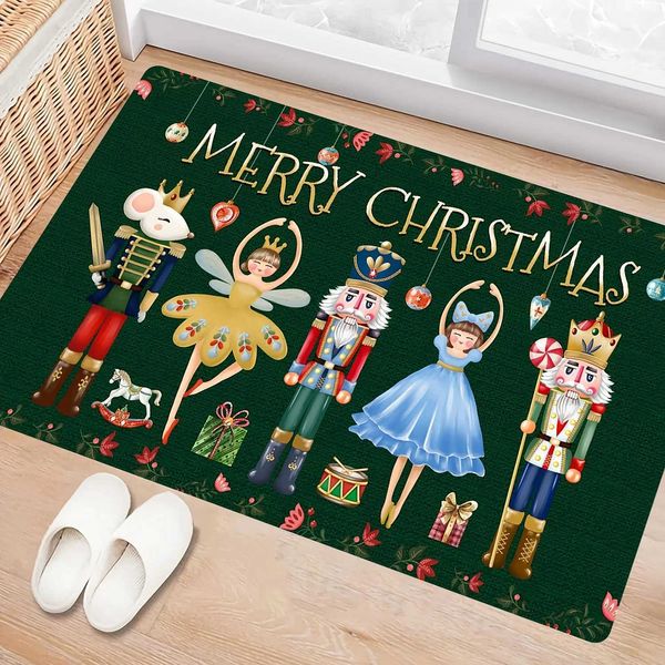 Christmas Nutcracker Welcome to Home Decor Kitchen Lobby Balcony Carpet Bathroom Non slip Mat Christmas Decoration Y241021