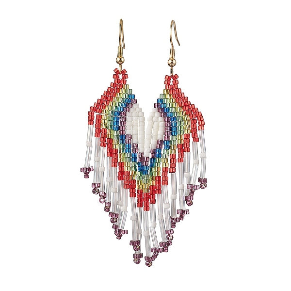 Boucles d'oreilles pendantes bohèmes en acier inoxydable 304 avec verre