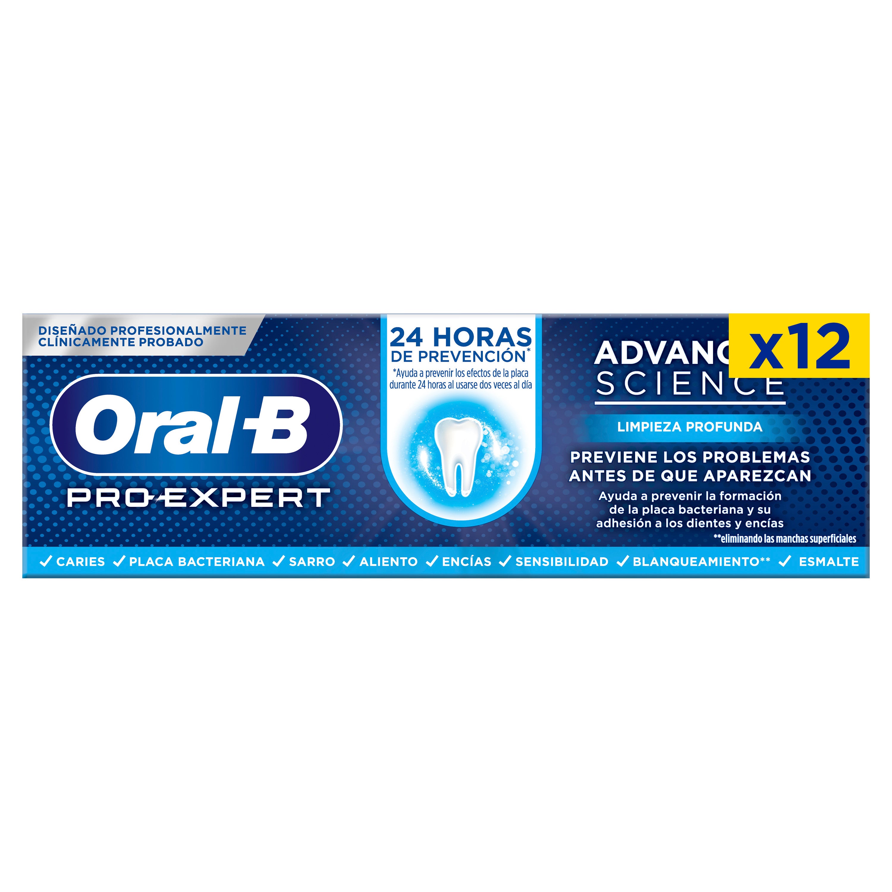Oral-B  Pasta de Dientes Pro-Expert Avanzada de Limpieza Profunda Pack de 12