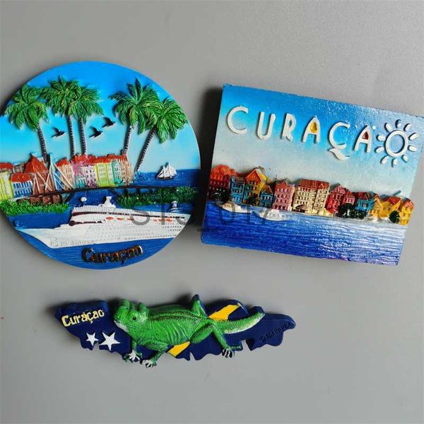 Fridge Magnets Netherlands Curacao Tourist Souvenirs Gift Stereo Resin Refrigerator Magnetic Stickers 3D Lizard Magnets for Refrigerators x0