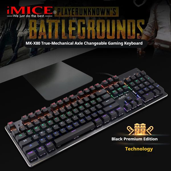 IMICE brand USB wired RGB backlit real mechanical green axis game keyboard - X80