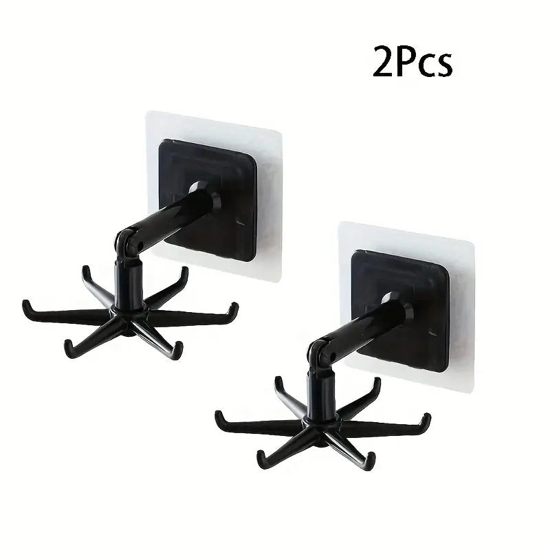 TEMU 1- 2pcs No Drill Kitchen Organizer: 360° Rotating Wall & Ceiling Mount Pot Rack, Expandable Utensil Holder For Spoons, Forks - Space Saving