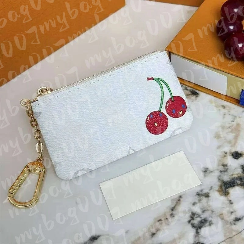5A Designer Purse Passport Women Cover Card Holder Wallet Genuine Leather Cardholder Wallet Women Clutch Bags Coin Dust Bag Short Cherry Series free