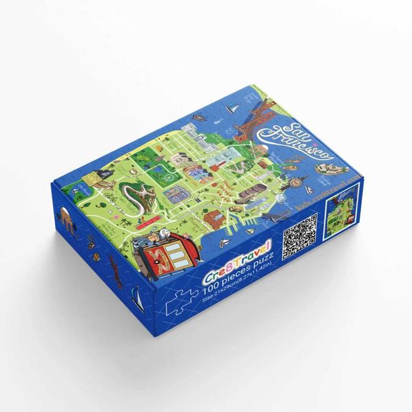 Explore San Francisco 100-Piece Puzzle with QR Code Map | Fun Educational Ci Landmarks for Kids Adts by Cre8Travel Z250113