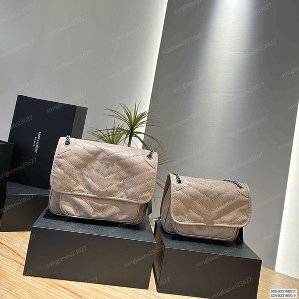 2025 Oil wax cowhide NIKI Shopping Bag Evening Bags Explosive oil wax tire cowhide burst crack single shoulder BAG chain bag European classi