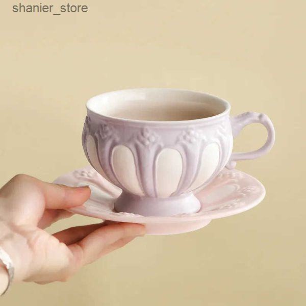Coffee Tea Sets European Noble Ceramic Coffee Cup and Sauce Set Luxury Ceramic Coffee Cup Top Ceramic Coffee Cup Party Beverage L240910