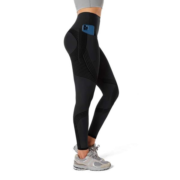 Compression Body Sculpt Side Pocket Leggings Women No See Through Reversible Wear High Waisted Yoga Pants Workout Llzg