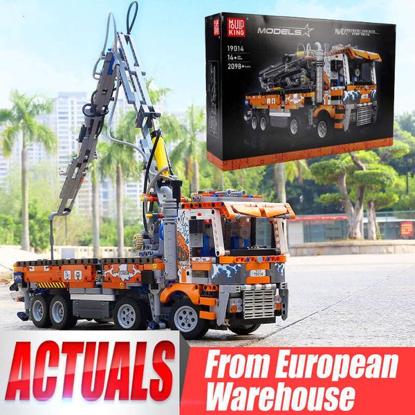 MOULD KING 19014 Heavy-Duty Tow Model Building Bloc Pneumatic Concrete Pump Truck Engineering Toy For Kids Birthday Gifs