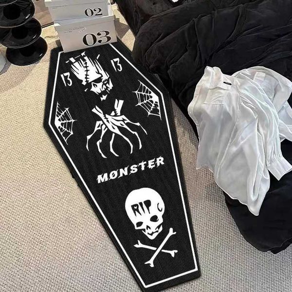 VIKAMA Halloween Gothic Style Horror Skull Vampire Carpet Bedroom Living Room Entrance Washable Stain-resistant Floor MatsXJ241101