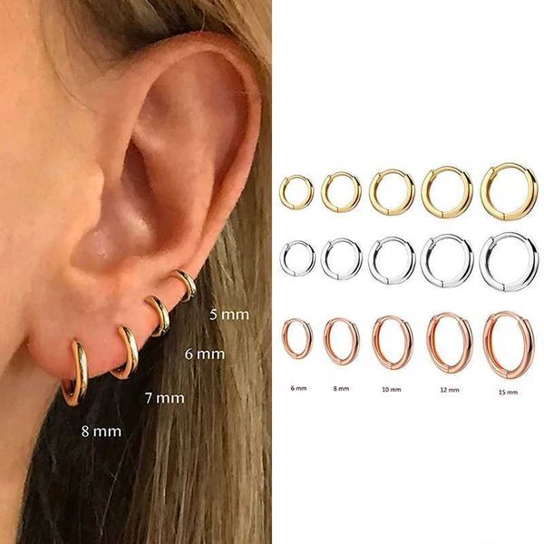 Single Minimal Gold Color Tiny Cartilage Hoop Earrings Glossy Earring Piercing Accessory Trendy Small Huggie Women Hoops For MenX240912