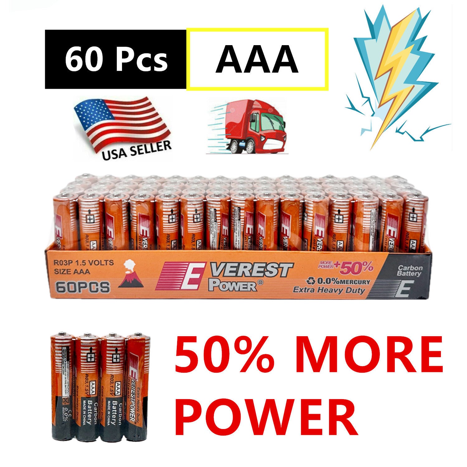 TEMU 60 Aaa Batteries 1.5v. Lot, New, Fresh, For Home, Household Devices, Clocks, Lamps, Remotes, Toys