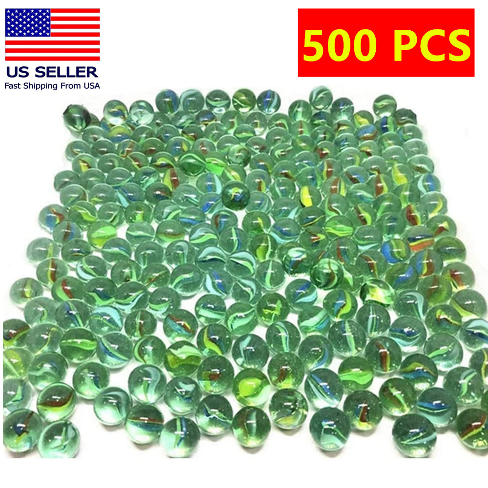 TEMU 500 Pcs (5lb) Decorative Mosaic Gemstone Pebbles 16mm Green Glass Marble Beads For Vase Filler Decorative Mosaic Gemstone Glass Marbles Balls