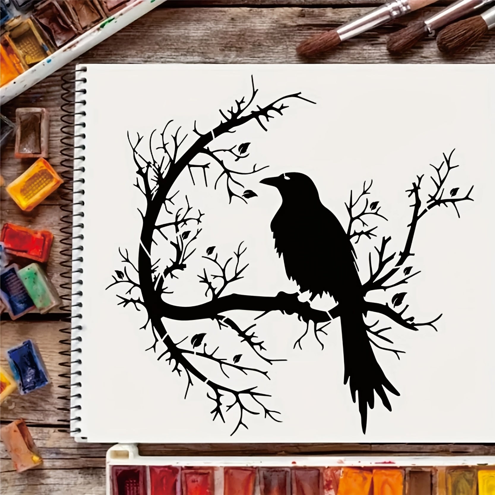 TEMU 1pc Silhouette Stencil - Reusable Plastic Craft Template With Locking Mechanism, Ideal For Scrapbooking, Card Making, And Design - Classic White