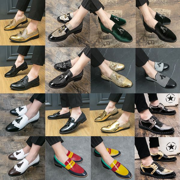 Luxury tasseled flat dress shoes pointed toe Loafers designer patent leather glossy business office formal shoes versatile slip-on leather s
