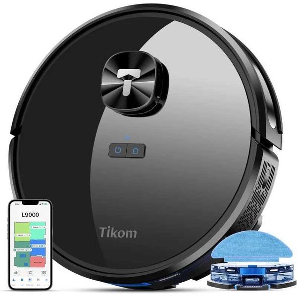 Robot Vacuum Cleaners Tikom L9000 and mop combination laser navigation 4000Pa robot vacuum cleaner up to 150 minutes intelligent map y240703