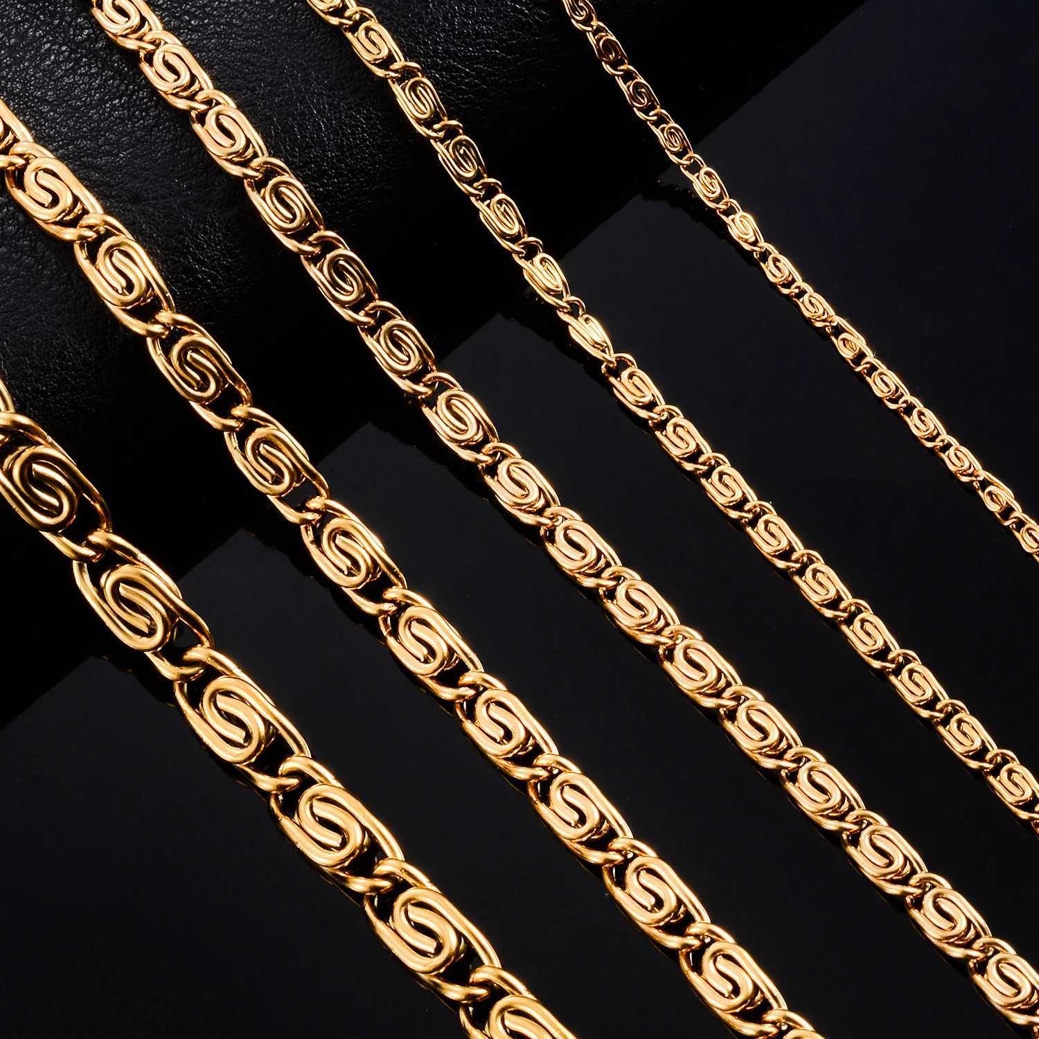 Stainless Steel Paperclip Shape Link Chain Necklace 1.8-2.8-3.8-4.4-5.4mm for Women Men Gold Color Hip Hop Choker JewelryX240919