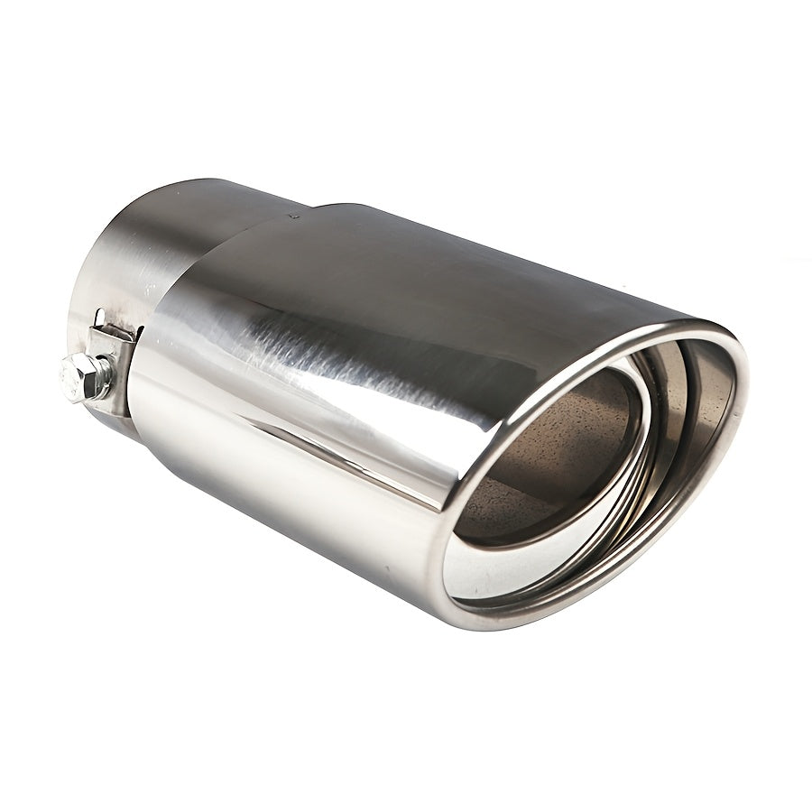TEMU High-performance Stainless Exhaust Tip - Fit For Straight-curved Tailpipes, Sleek With Glossy Finish, Heat-resistant & Durable, , Sound & Style,