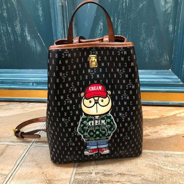 CREAM BEAR Fashion Casual Daypack Backpack College Shoulder Bag Leather Bags For Women 2024 Trending
