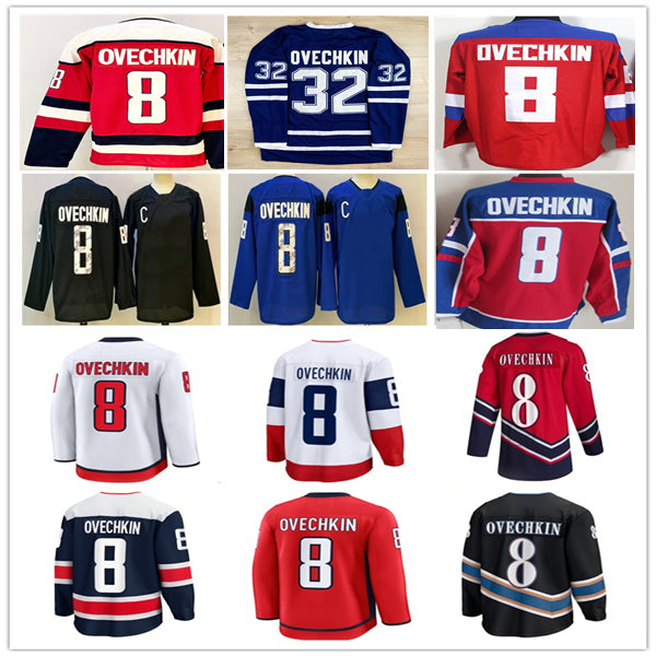 Men Dynamo Dinamo Moscow 8 32 Alex Ovechkin Russia Ice Hockey Jerseys Stitched Blue Red White Black Navy S-3XL
