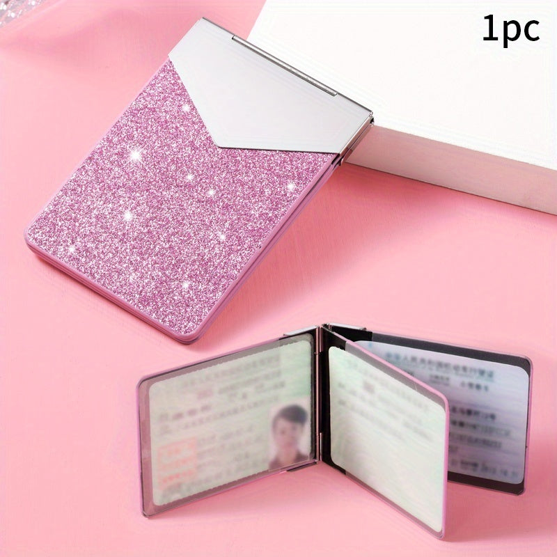 TEMU Anti-theft Card Holder For Women - Ultra-thin, Slim Credit Card Case With Secure Closure, Sparkling , Id And Credit Cards, Credit Card Holder |