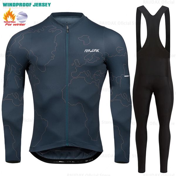 2024 Raudax Winter Cycling Thermal Fleece Clothing Sets Top Cycling Jersey Sport Bike MTB Riding Clothing Warm Jackets For Man 241121