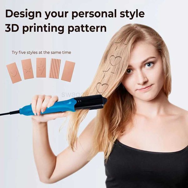 3D Hair Imprinting Curling Iron Hair Straightener Ceramic Crimpers Wavers Curler with 5 Different Plates 3D Embossing IronB240719