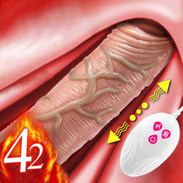 Beauty Items Dildo teleskopowe ogrzewanie wibracyjne pilot Dick dla kobiet wbijanie realistyczne kobieta masturbacja z przyssawk