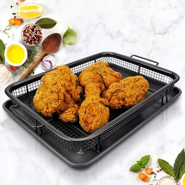 Baking Tray Oil Frying Pan Nonstick Chips Basket Dish Grill Mesh Kitchen Tools 250107