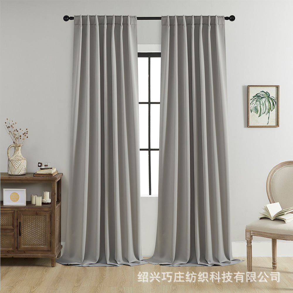 YL-36973 thick double-sided linen blackout curtain project hotel school sound insulation heat insulation blackout cotton linen curtain finished prod