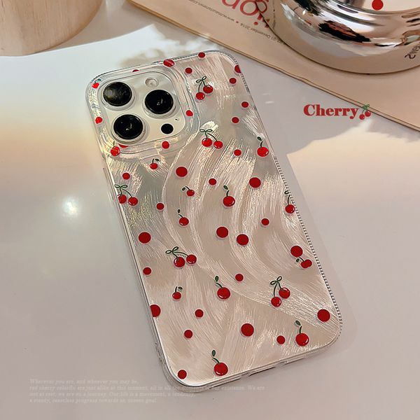 ddmygifts The niche Instagram Cherry phone case is suitable for 14 Feather Cloth 11 15 Pro Max Laser 13 A