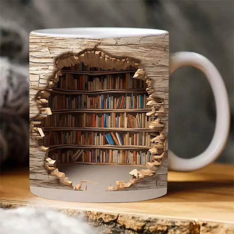 3D Bookshelf Hole In Wall Mug, Personalized Custom Photo 11oz Ceramic Coffee Tea Cup for Birthday Christmas 2024 dh3628137