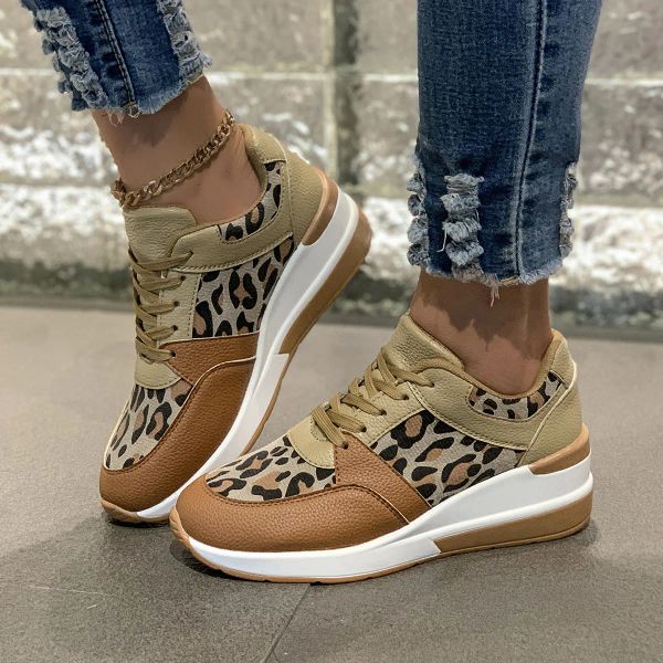 Tênis de estampa de leopardo: Brand Women's Lightweight Platform Shoes Dh910320090