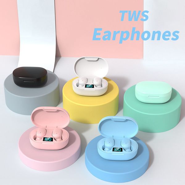 TWS Bluetooth Wireless Earphone Headphone Stereo Headset Sport Earbuds Microphone with Charging Box for Samsung Iphone Smartphone Power LED