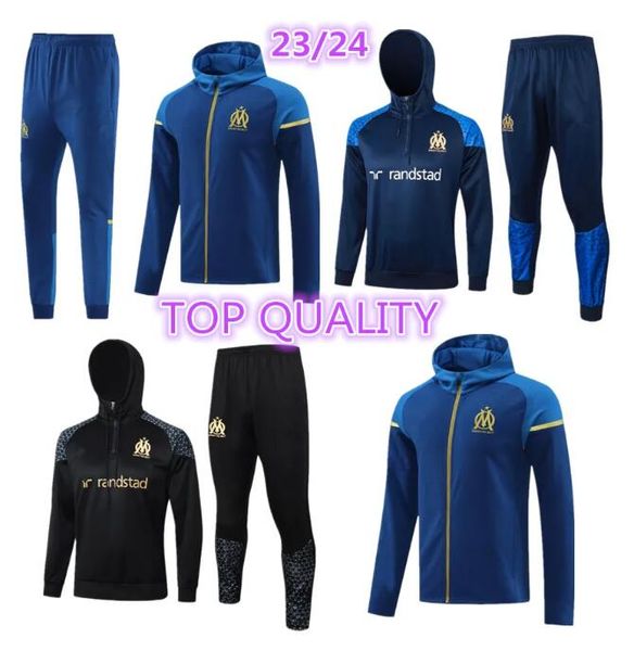 2024 2025 adult tracksuit Marseilles hooded long zipper survetement Training suit veste maillot de foot 24 25 OM hoodie man tracksuitS footb