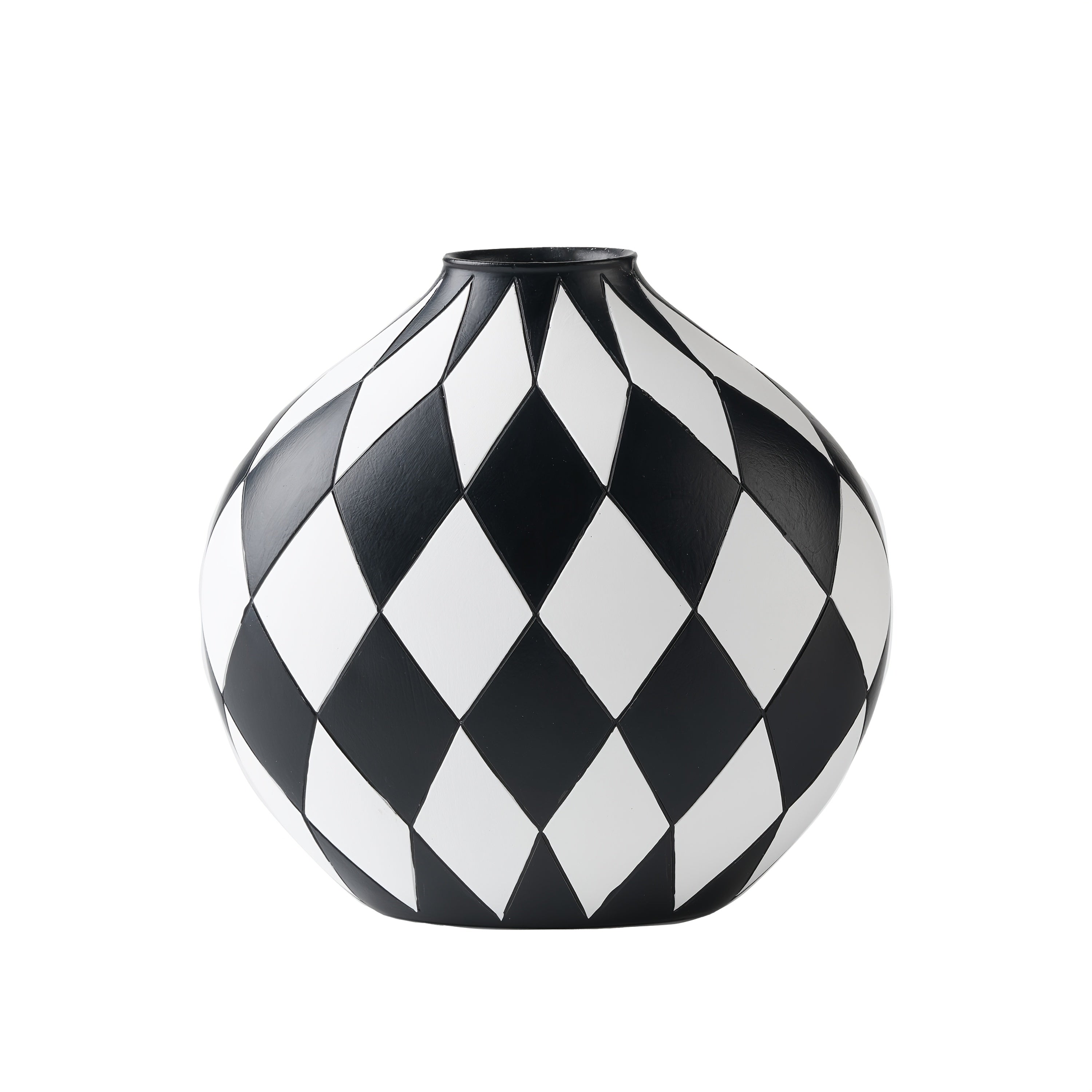 TEMU Modern Checkerboard Resin Vase - Oval Minimalist Abstract Home Decor For Living Room, Bedroom, Kitchen - Hand Wash Only, Pvc-free Contemporary