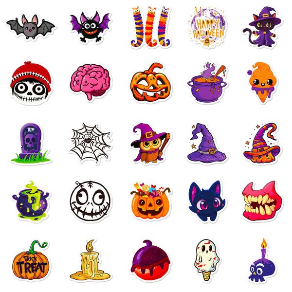 50 Halloween Cute GhostsSpidersBatsCartoon Graffiti StickersDIY LageNotebook Stickers