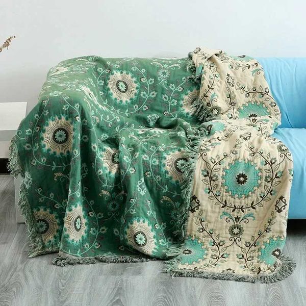 Japanese cotton blanket for beds sofa cover multifunction leisure blanket and throws simple sofa cushion non-slip bedspread soft Y240730
