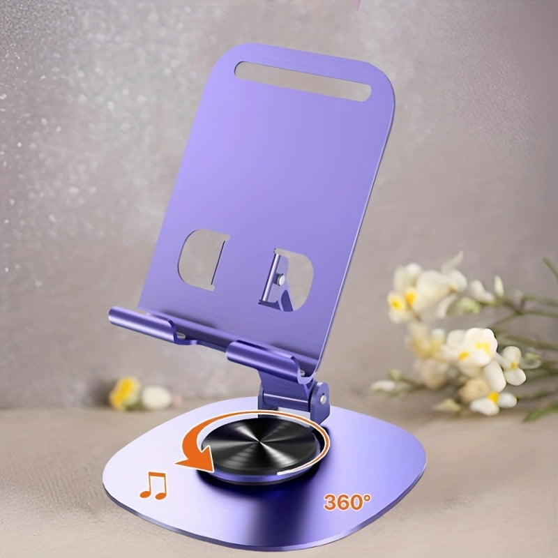 TEMU Adjustable Aluminum Alloy Phone Stand, 360° Rotatable Tablet Holder, E-reader Stand, Desktop Lazy Bedside Live Broadcast Stand, Foldable &